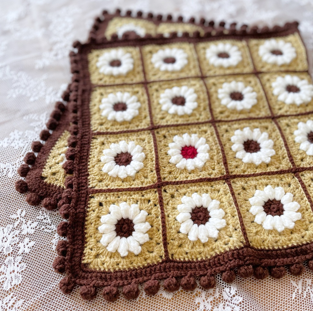 レトロ喫茶シリーズ*こっくり色のかためプリン・ハーフブランケット