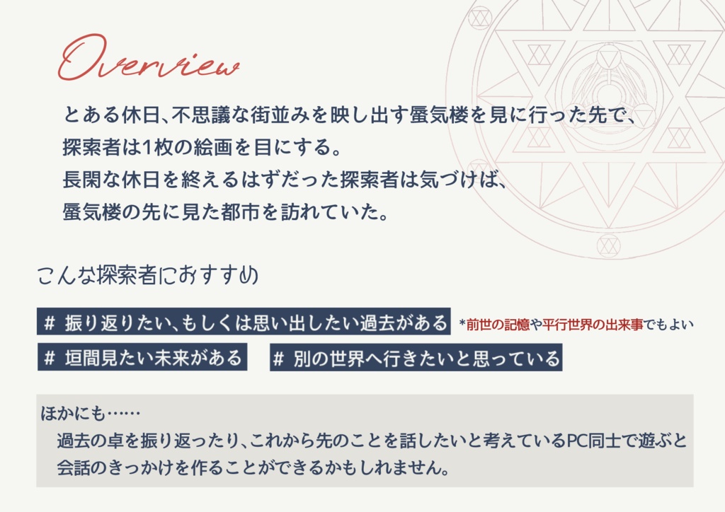 CoC6thシナリオ『いつか蜃気楼の先で』 SPLL:E189979