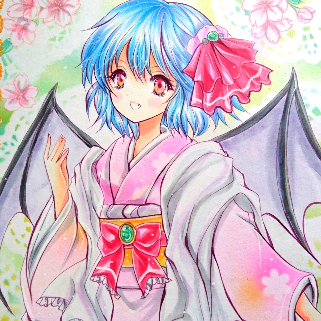 東方 レミリア 着物 手描きイラスト 奈月イラスト Booth