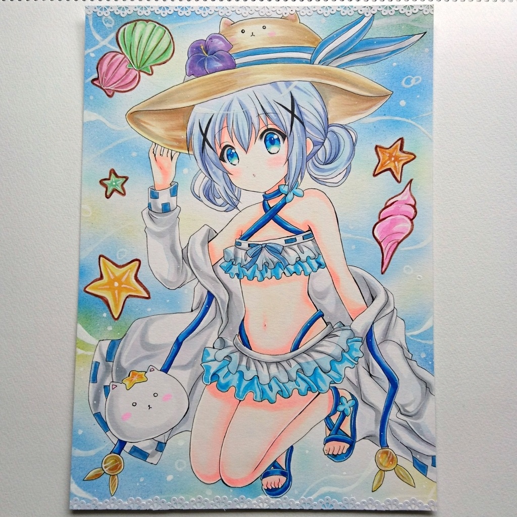 チノ 水着 手描きイラスト