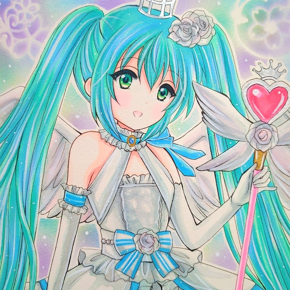 天使ミクさん　手描きイラスト