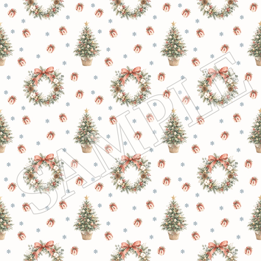 クリスマス柄シームレスパターン 4色セット|コラージュ素材 デジタルペーパー 背景画像 PNG素材