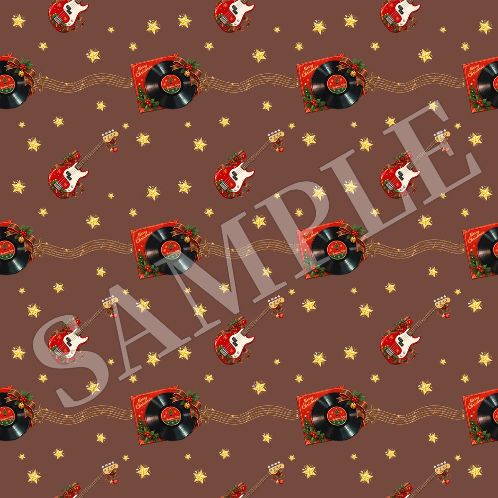 クリスマス・ギター柄シームレスパターン 10色セット|コラージュ素材 デジタルペーパー 背景画像 PNG素材