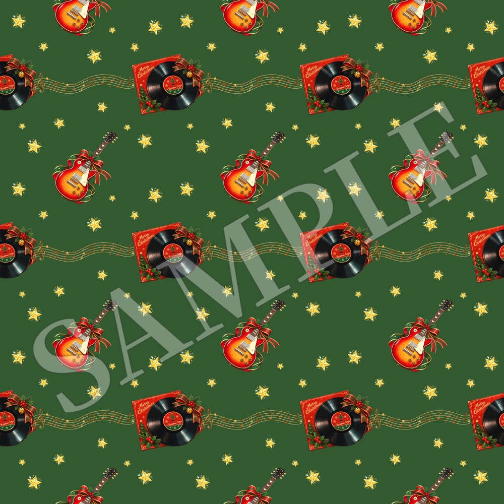 クリスマス・ギター柄シームレスパターン 10色セット|コラージュ素材 デジタルペーパー 背景画像 PNG素材