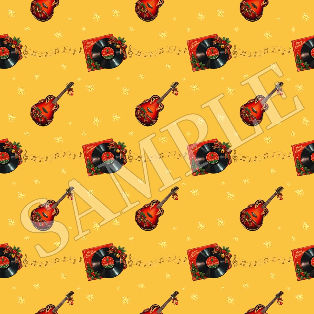 クリスマス・ギター柄シームレスパターン 10色セット|コラージュ素材 デジタルペーパー 背景画像 PNG素材