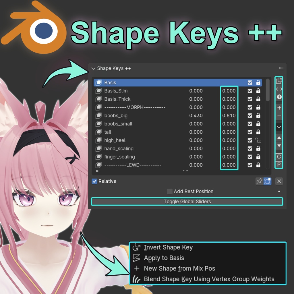 Shape Keys ++ Blender Add-on (Ver. 0.2.0)