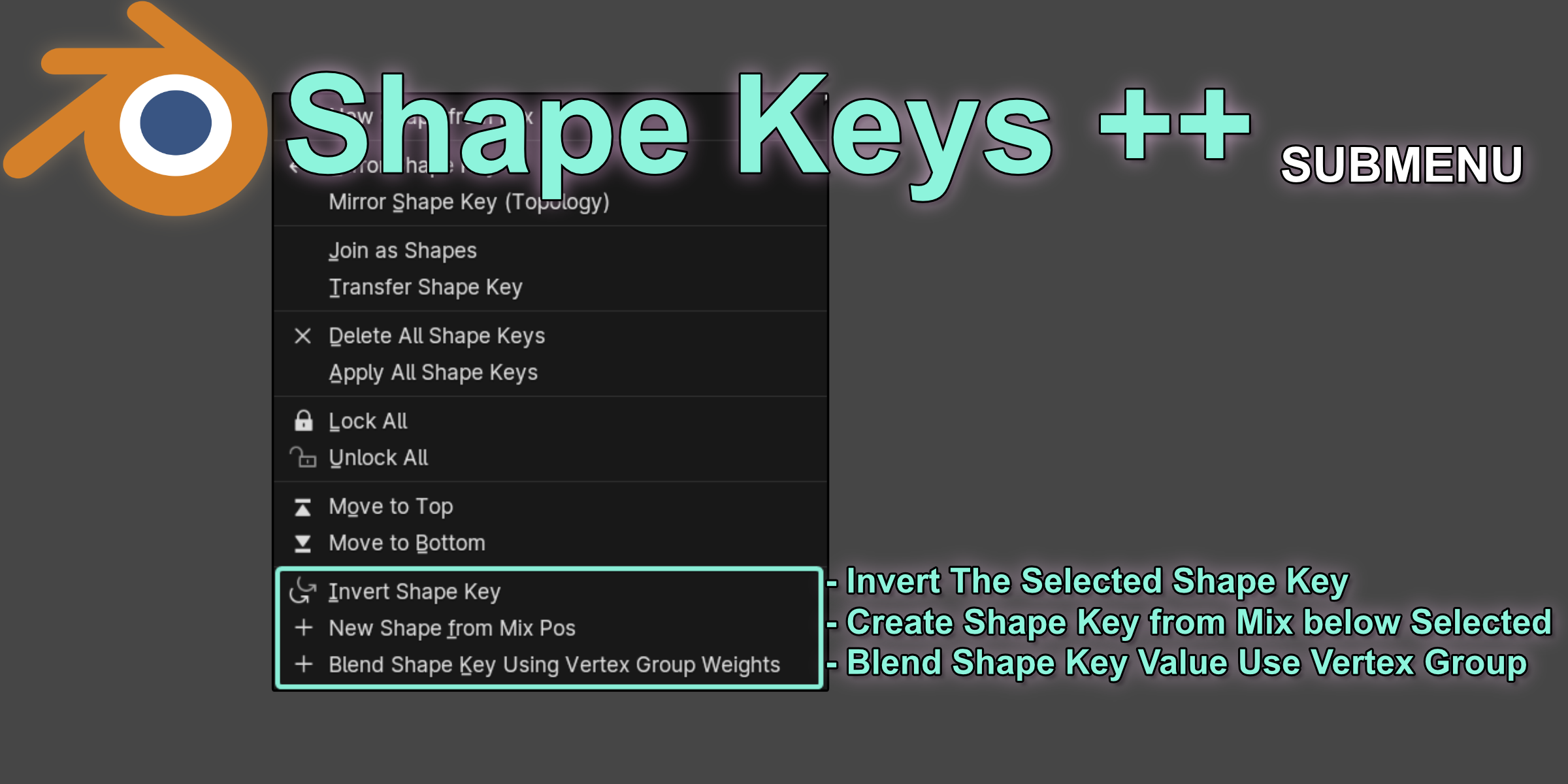 Shape Keys ++ Blender Add-on - shugan - BOOTH