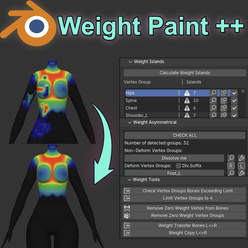 Weight Paint ++ Blender Add-on (Ver. 0.1.1)