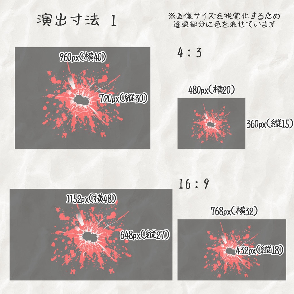 【ココフォリア(v1.x)用】弾痕演出素材【動くAPNG素材】