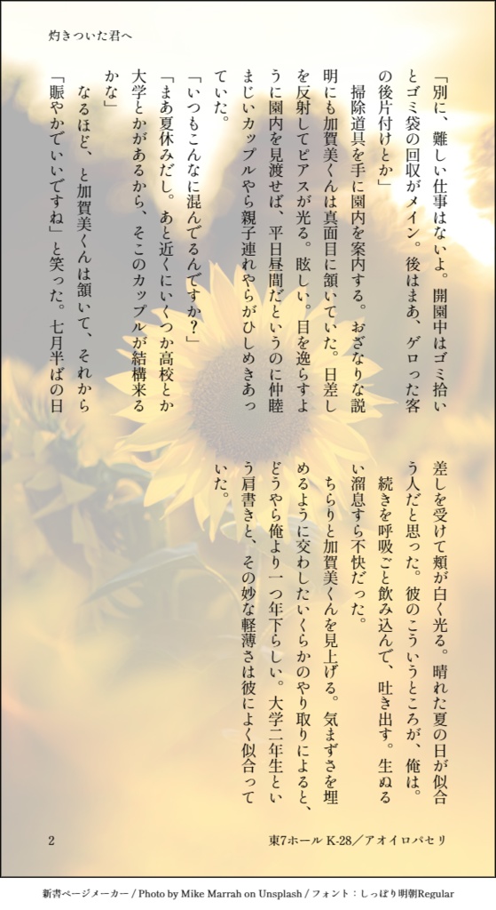 モブ視点巨大感情短編集「灼きついた君へ」