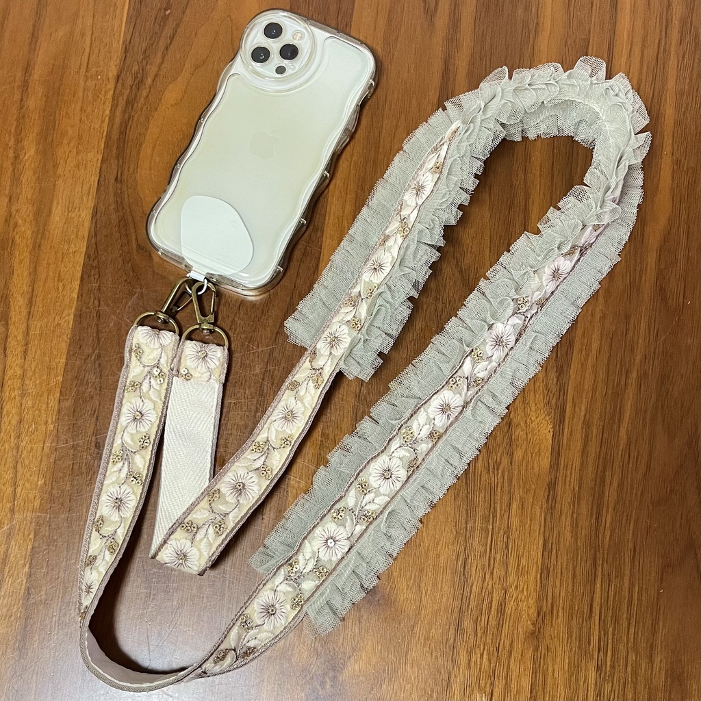 インド刺繍リボン スマホショルダーストラップ