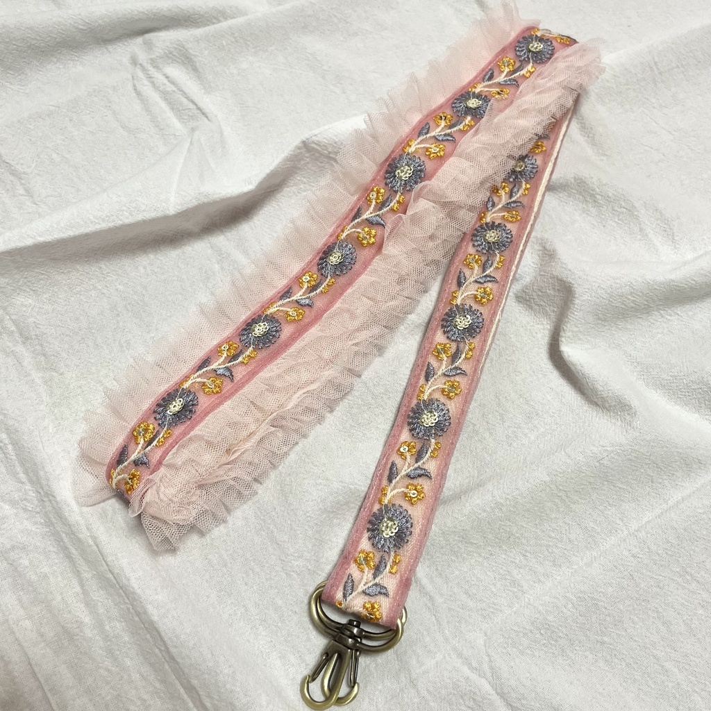 インド刺繍リボン スマホショルダーストラップ