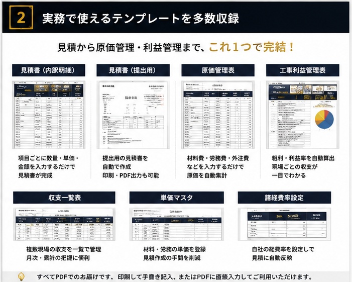 建築業向け 現場で使える見積・原価管理テンプレート【PDF版】