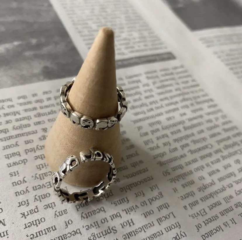 ゾウさん整列リング 2個セット 重ね付け ペアリング