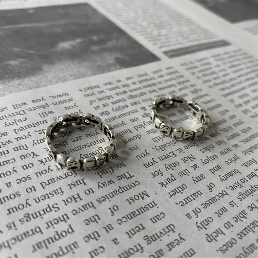 ゾウさん整列リング 2個セット 重ね付け ペアリング