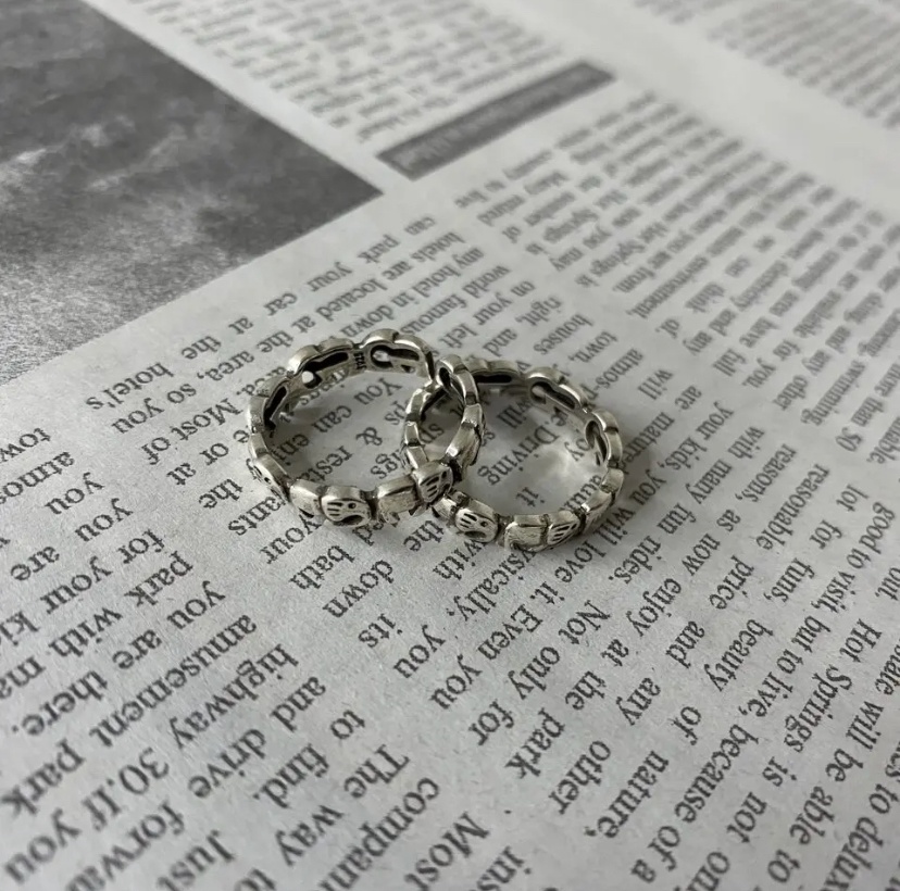 ゾウさん整列リング 2個セット 重ね付け ペアリング