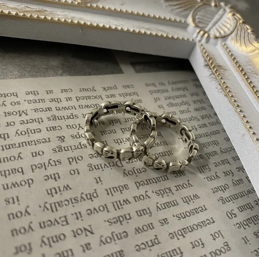 ゾウさん整列リング 2個セット 重ね付け ペアリング