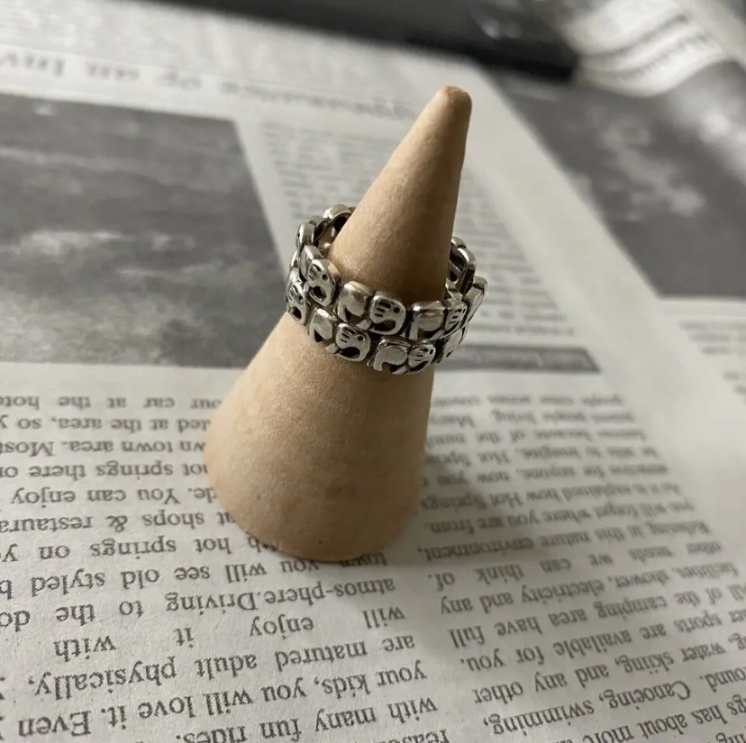 ゾウさん整列リング 2個セット 重ね付け ペアリング