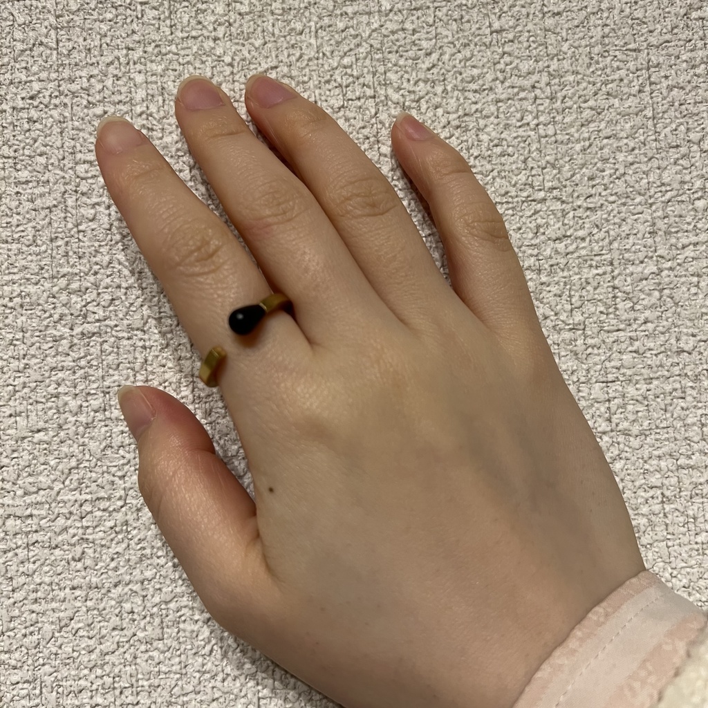 マッチ棒リング オープンリング ゴールド×ブラック