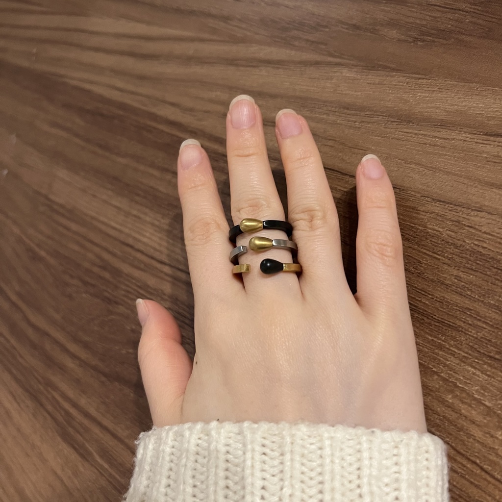 マッチ棒リング オープンリング ゴールド×ブラック