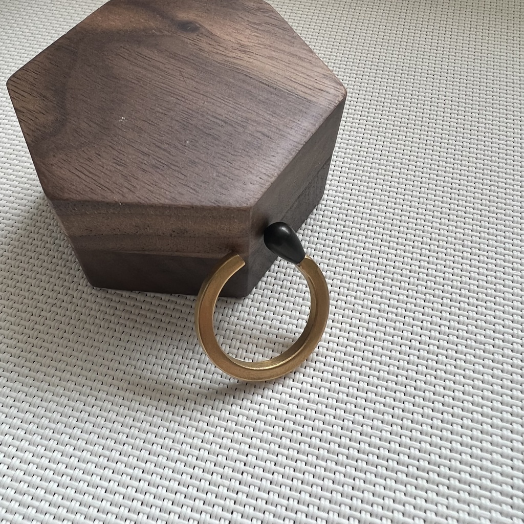 マッチ棒リング オープンリング ゴールド×ブラック