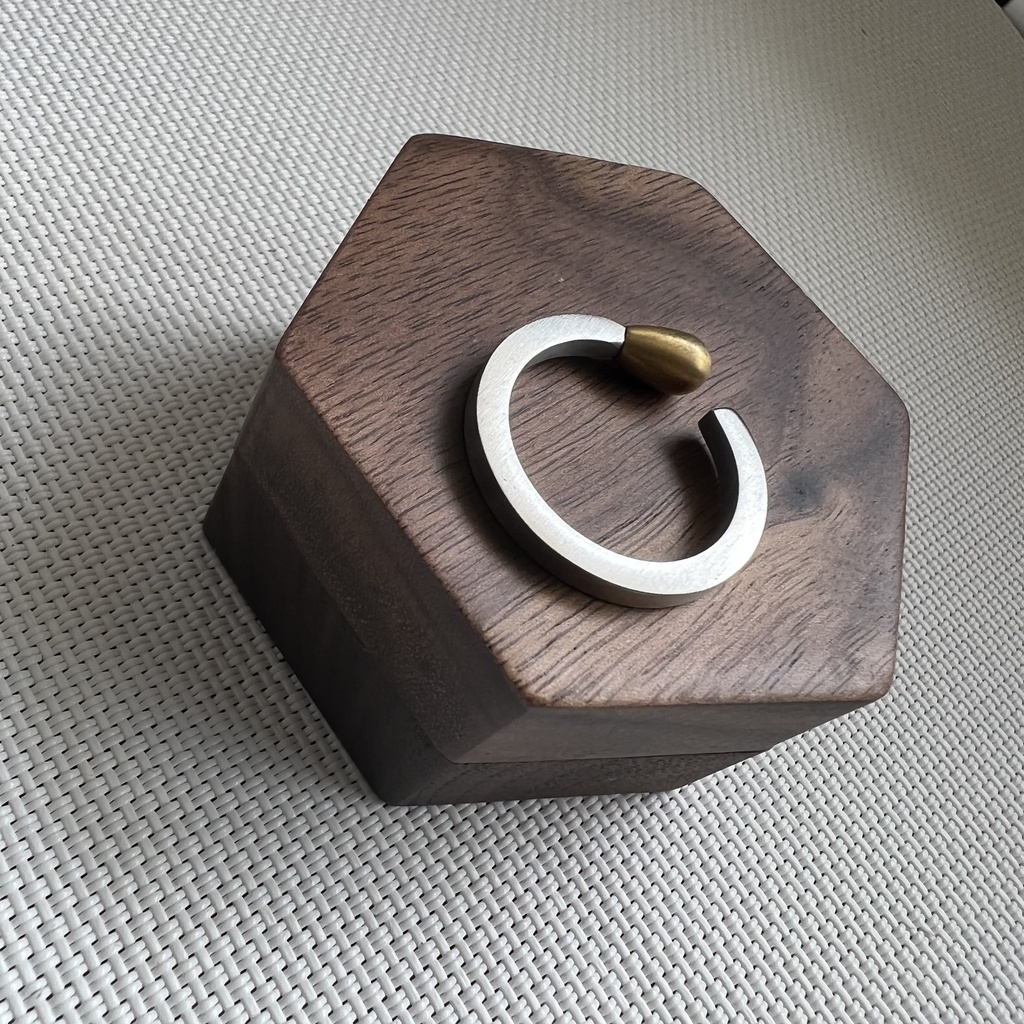 マッチ棒リング オープンリング シルバー×ゴールド