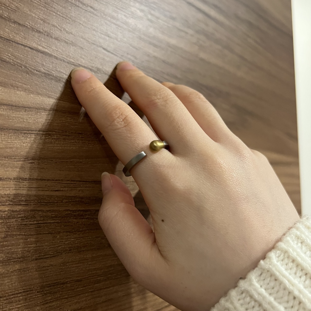 マッチ棒リング オープンリング シルバー×ゴールド
