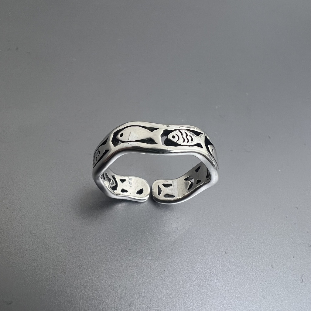 お魚さん行列リング シルバーリング フリーサイズ【SV925】