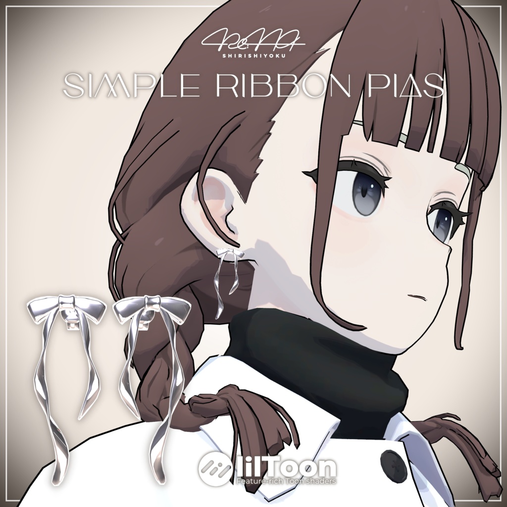 【VRC想定】シンプルリボンピアス✦Simple ribbon pias