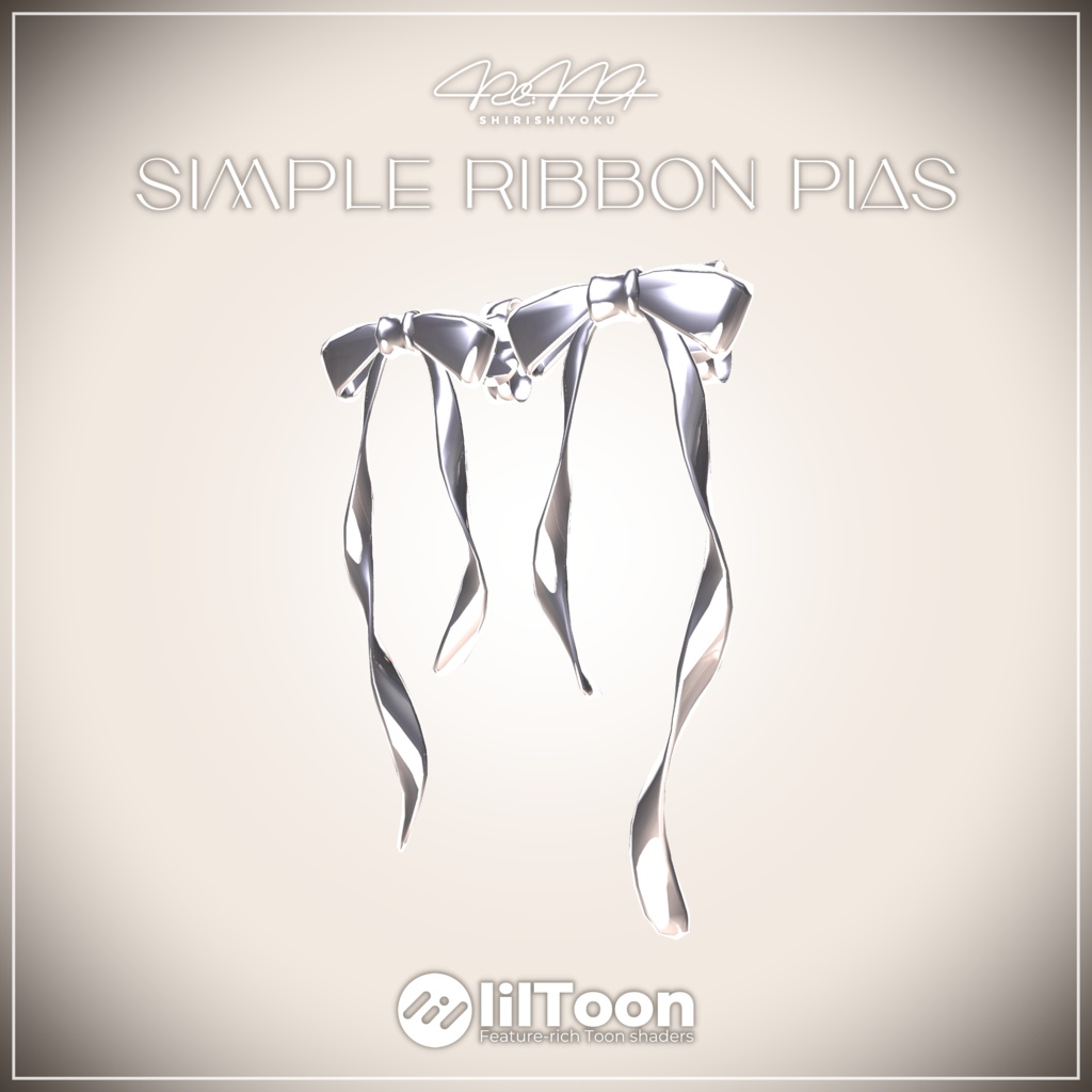 【VRC想定】シンプルリボンピアス✦Simple ribbon pias