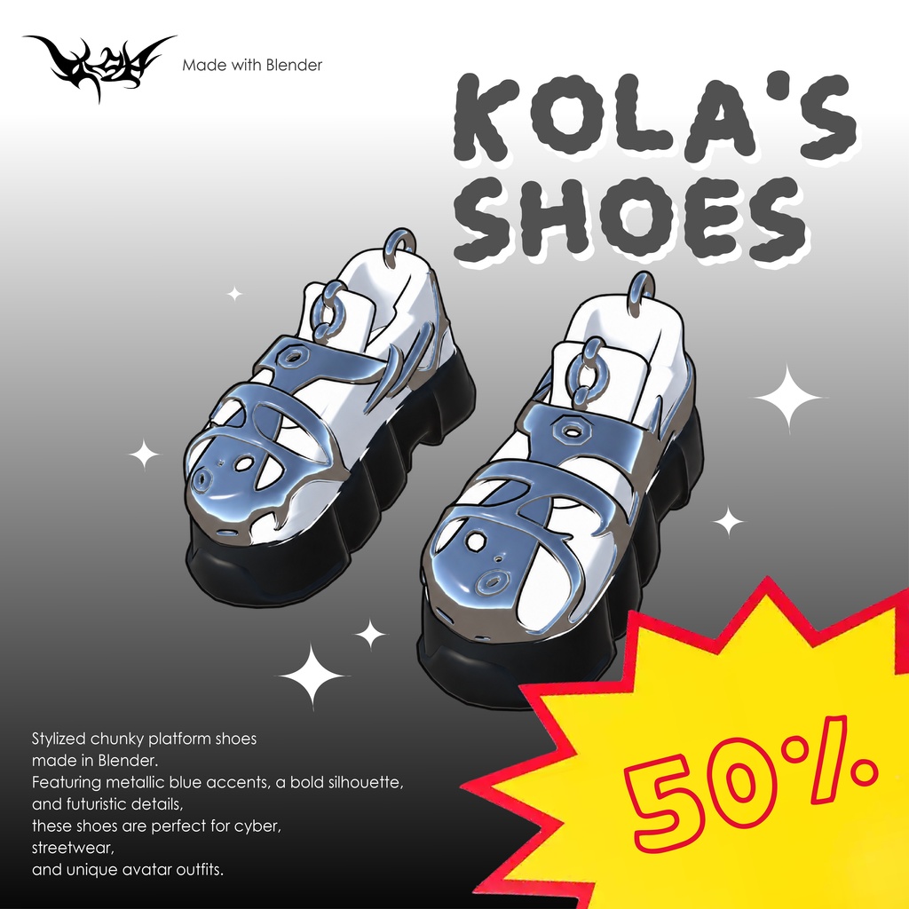 【3Dモデル】KOLA'S Cyber Chunky Shoes｜厚底シューズ