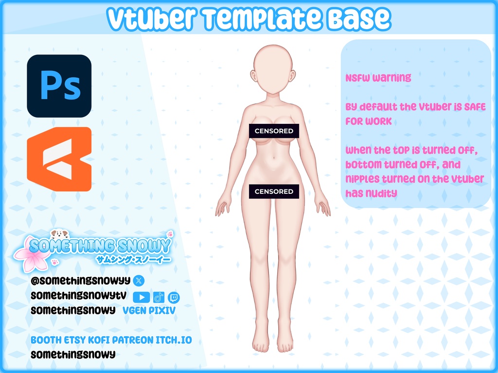 Vtuber Base | All files included for photoshop, clipstudio paint, and live2d