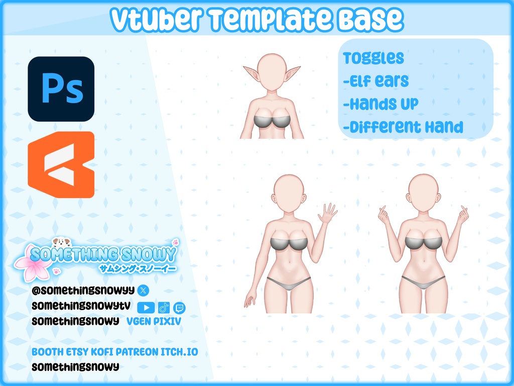 Vtuber Base | All files included for photoshop, clipstudio paint, and live2d