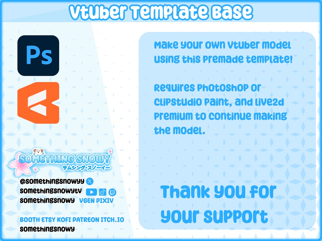 Vtuber Base | All files included for photoshop, clipstudio paint, and live2d