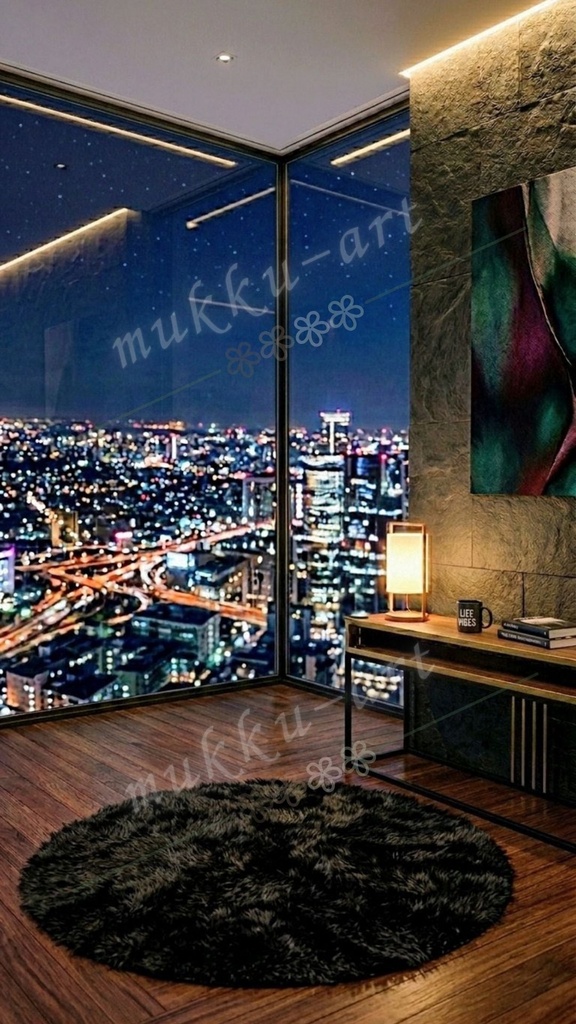 TikTok 配信背景 高層階 夜景 ルーム 5種セット|縦型配信・AIライバー・Vライバー向け背景素材