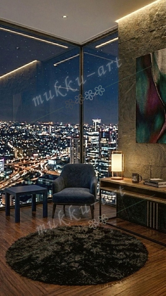 TikTok 配信背景 高層階 夜景 ルーム 5種セット|縦型配信・AIライバー・Vライバー向け背景素材