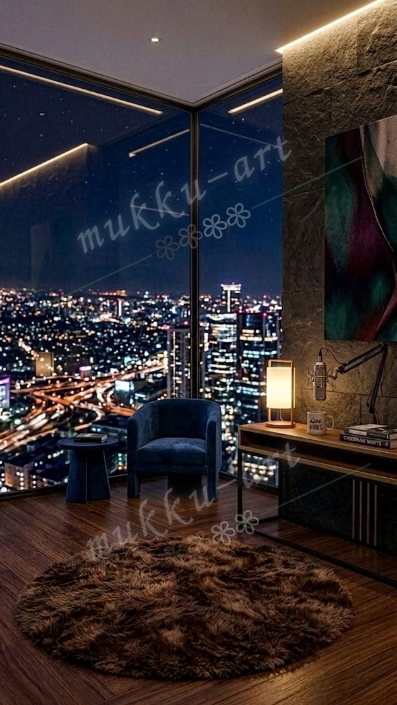 TikTok 配信背景 高層階 夜景 ルーム 5種セット|縦型配信・AIライバー・Vライバー向け背景素材