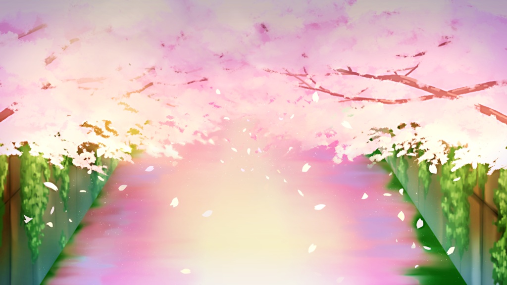 Vtuber配信用背景素材/桜&夜桜セット(お花見付き)