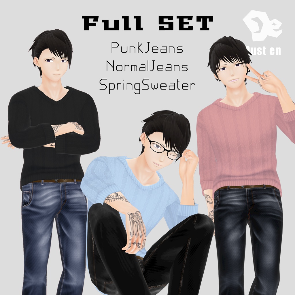 【VRoid β】パンクジーンズ【試着あり】#VRoid