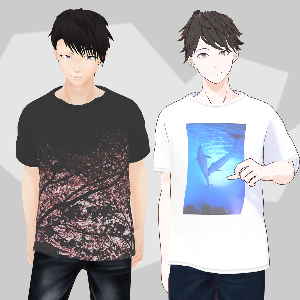 【無料有】フォトプリントTシャツ【男性VRoid】