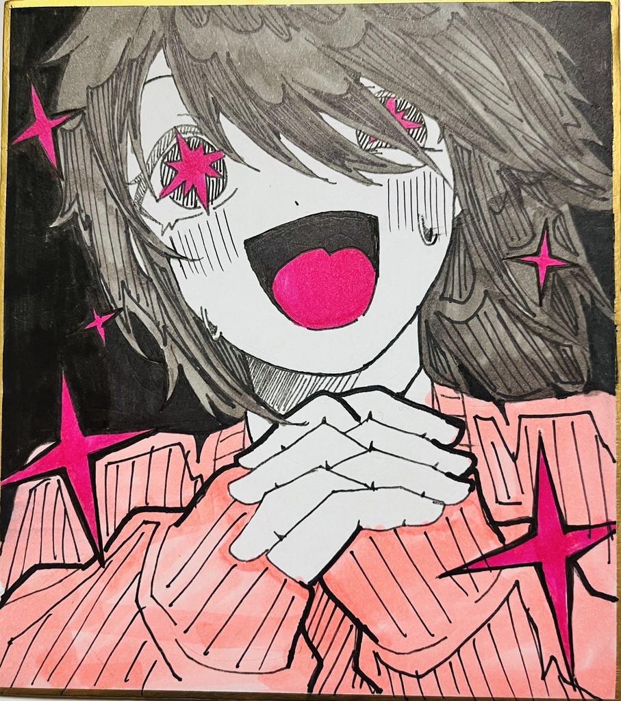 ミニ色紙 約136mm×121mm　オリジナル創作おんなのこ