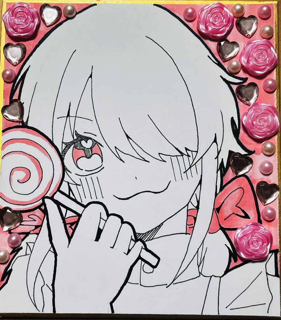 ミニ色紙　約163mm×121mm オリジナル創作　おんなのこ