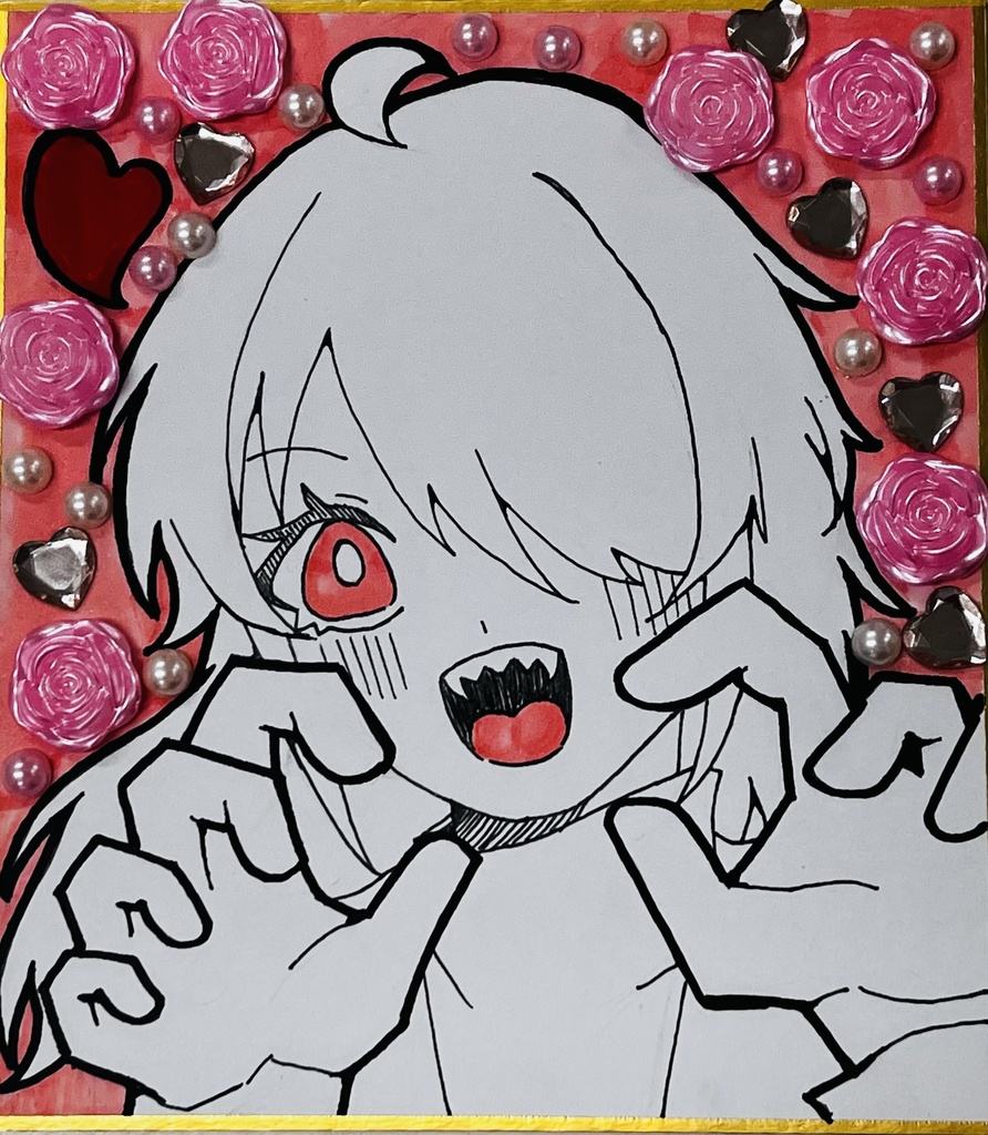 ミニ色紙 約163mm×121mm オリジナル創作 おんなのこ