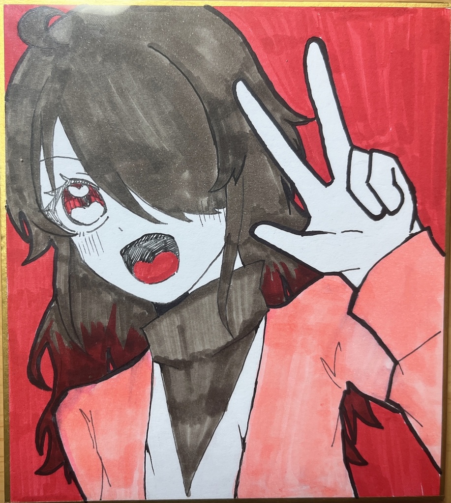 ミニ色紙　約163mm×121mm オリジナル創作　おんなのこ