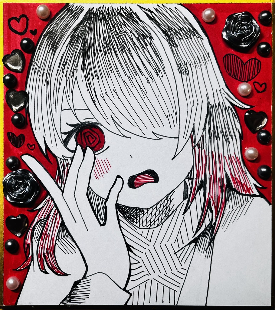 ミニ色紙 約163mm×121mm オリジナル創作 おんなのこ