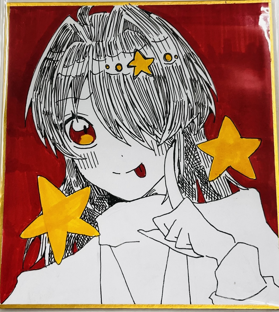 ミニ色紙 約163mm×121mm オリジナル創作 おんなのこ おまけ付き