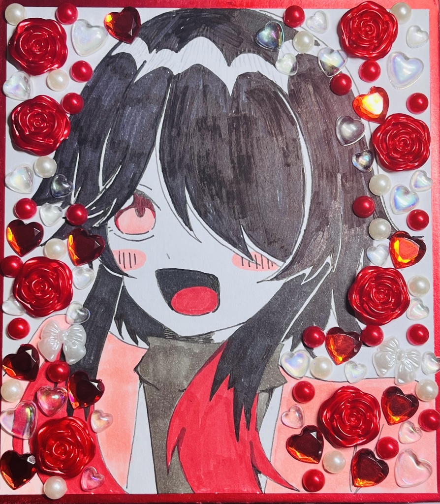 ミニ色紙 約163mm×121mm オリジナル創作 おんなのこ おまけ付き