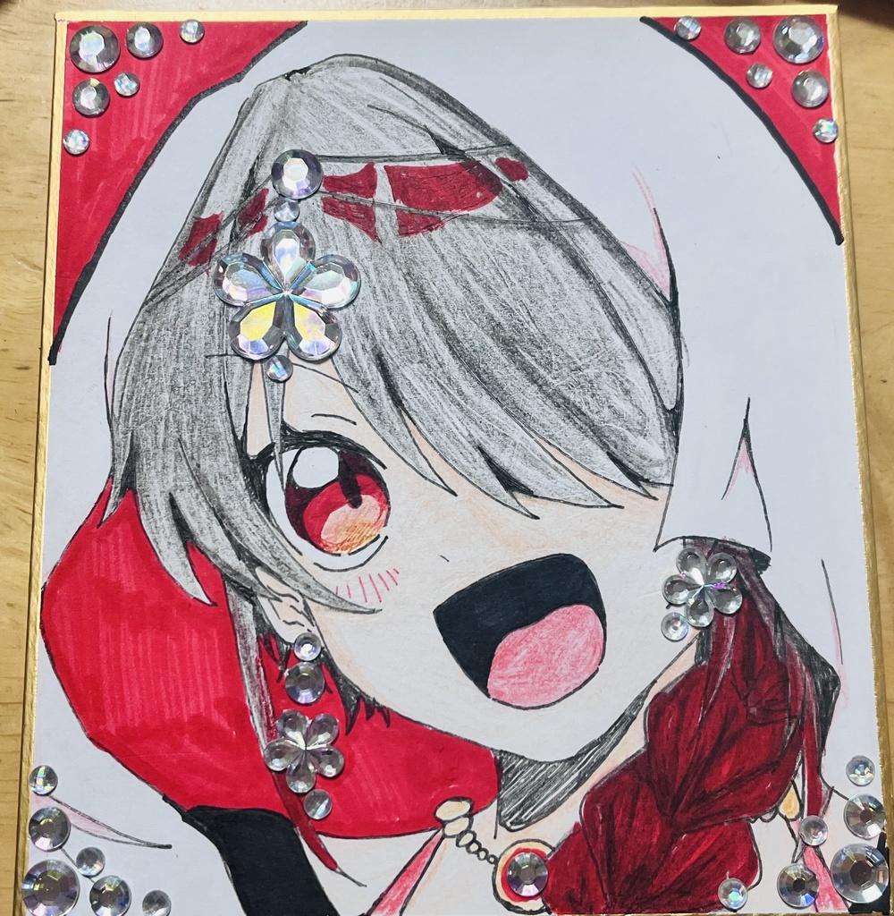 ミニ色紙　約163mm×121mm オリジナル創作ひがんちゃん　おんなのこ　おまけ付き