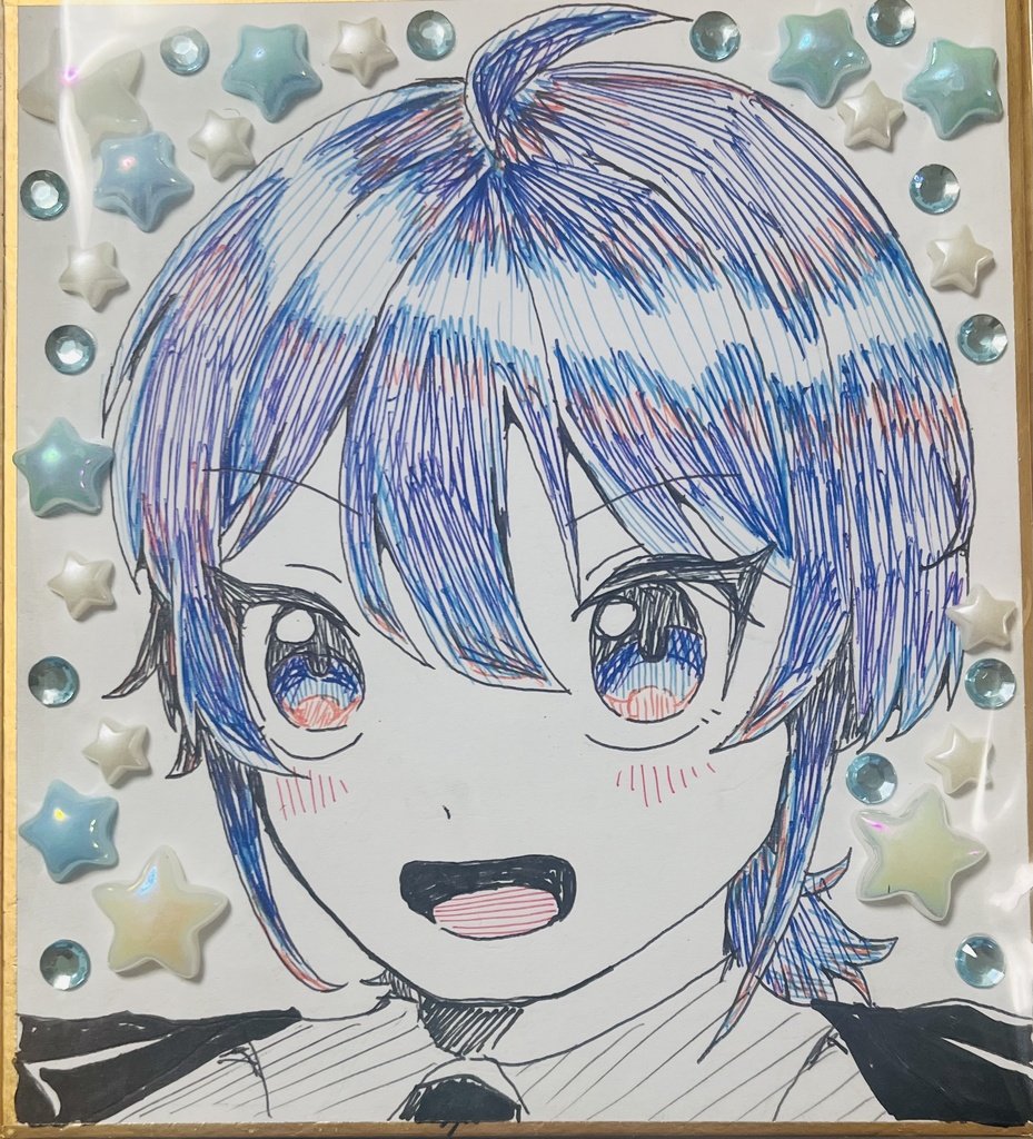 ミニ色紙　約163mm×121mm オリジナル創作　おんなのこ　おまけ付き