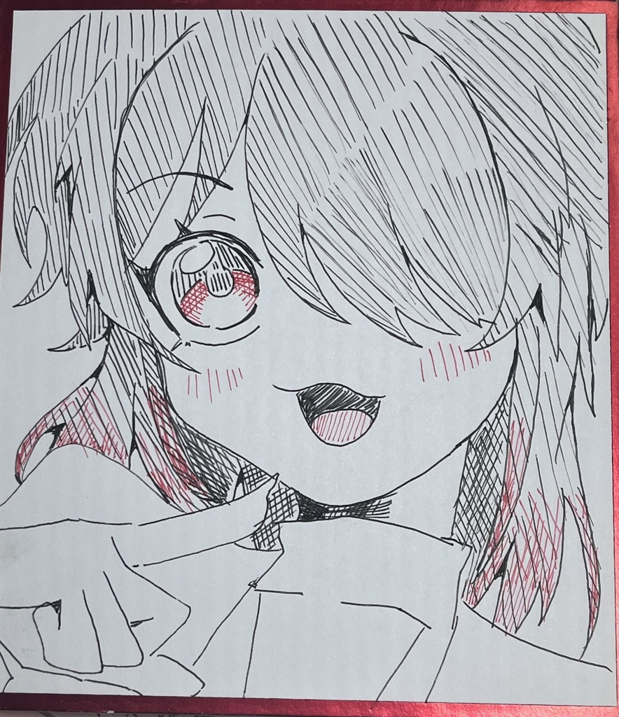 ミニ色紙　約163mm×121mm オリジナル創作ひがんちゃん　おんなのこ　おまけ付き